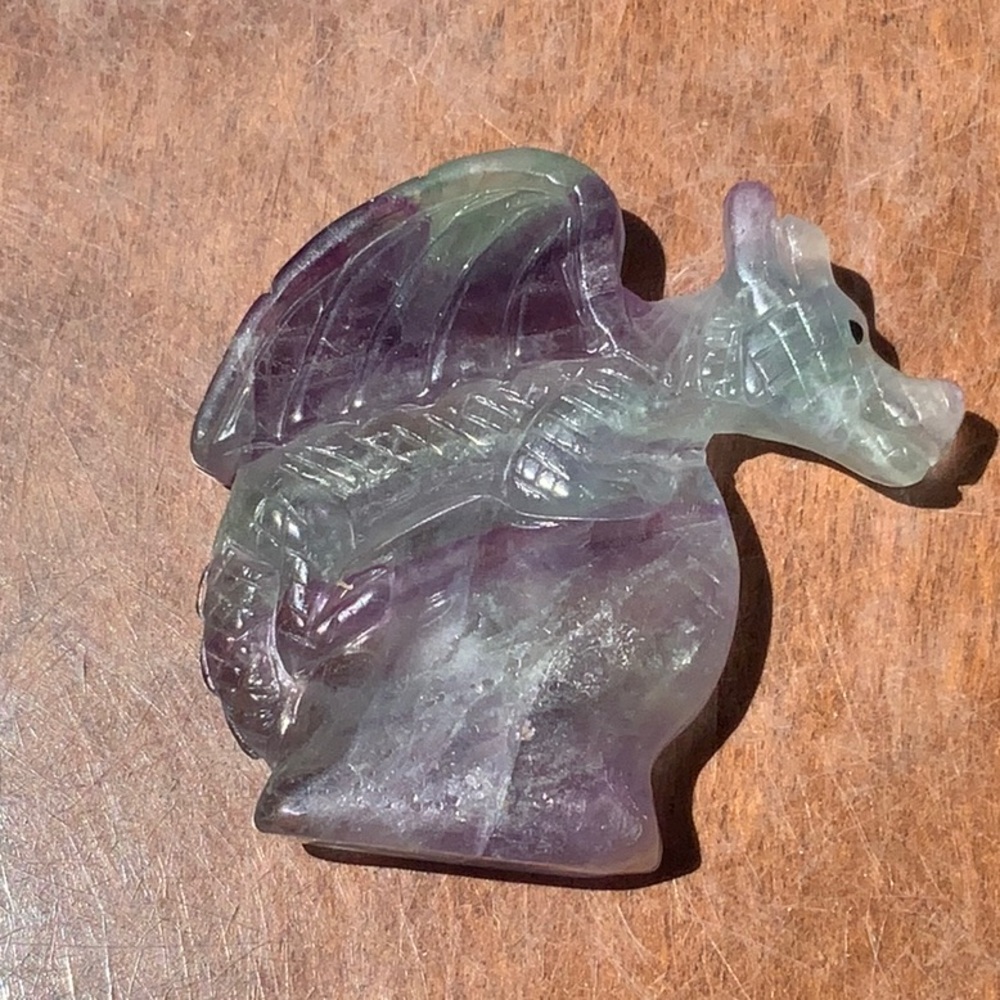 FLUORITE HAND CARVED FLYING DRAGON